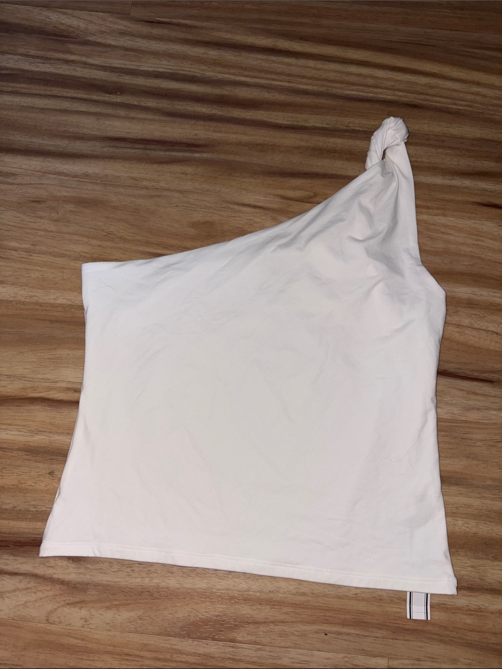VS PINK One-Shoulder White Knot Tank Top